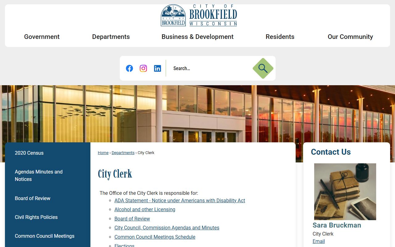 Brookfield marriage records city clerk page