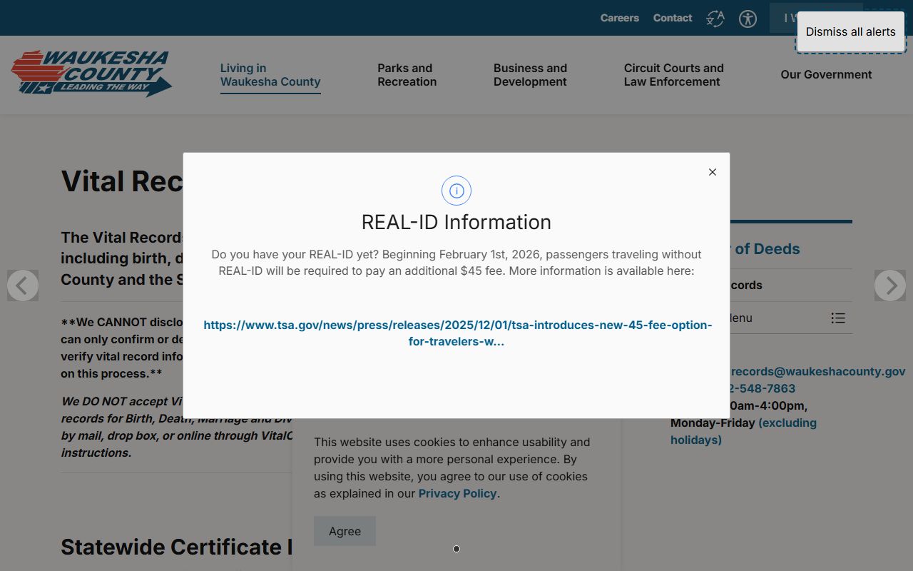 Brookfield marriage records Waukesha County vital records page