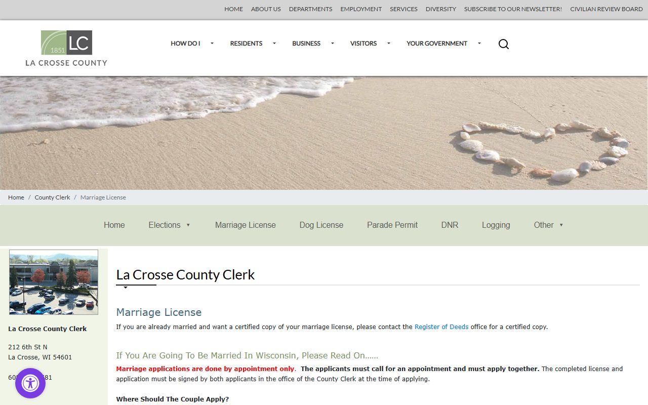 La Crosse marriage records county clerk image