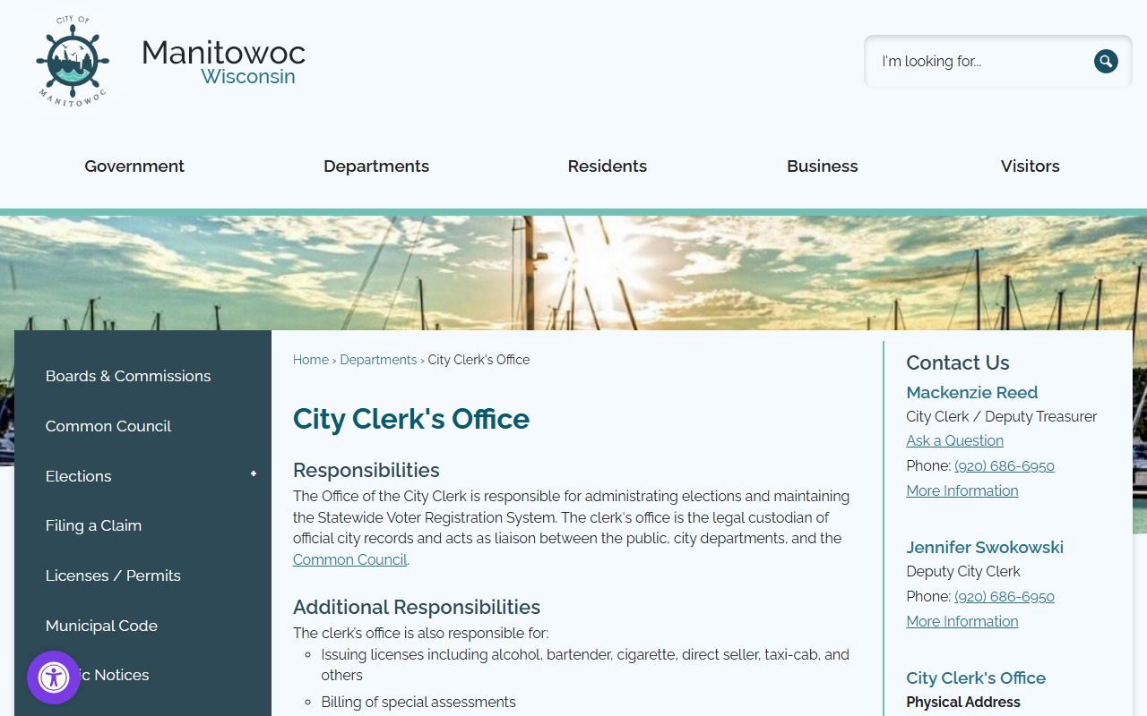 Manitowoc marriage records city clerk page