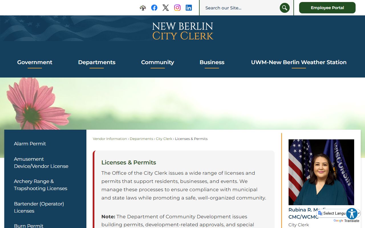 New Berlin marriage records city licenses portal