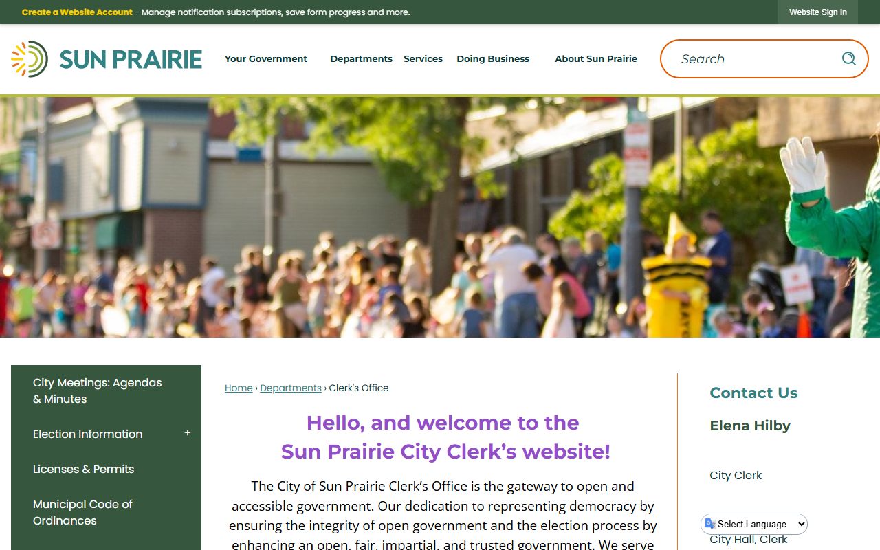 Sun Prairie marriage records city clerk office