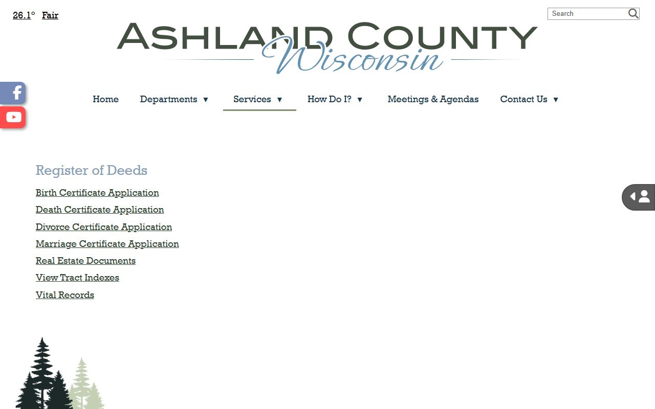 Ashland County marriage records Register of Deeds office