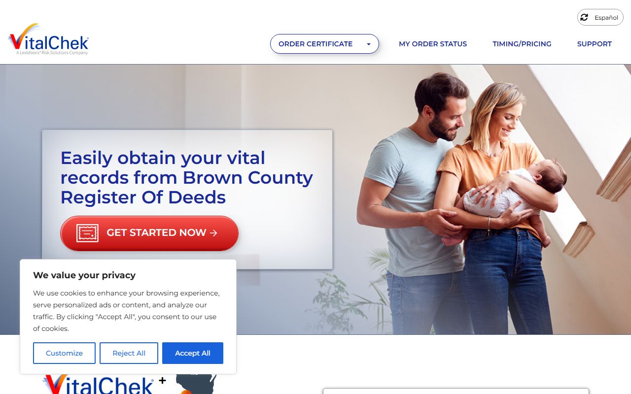 Brown County marriage records online request through VitalChek