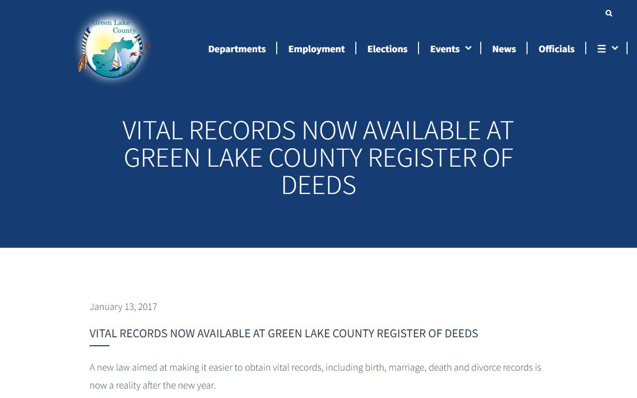 Green Lake County marriage records news article image