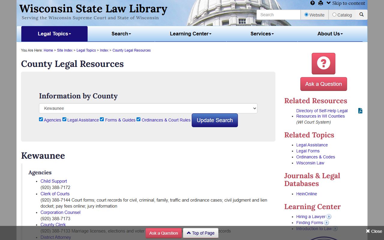 Kewaunee County marriage records legal resources directory