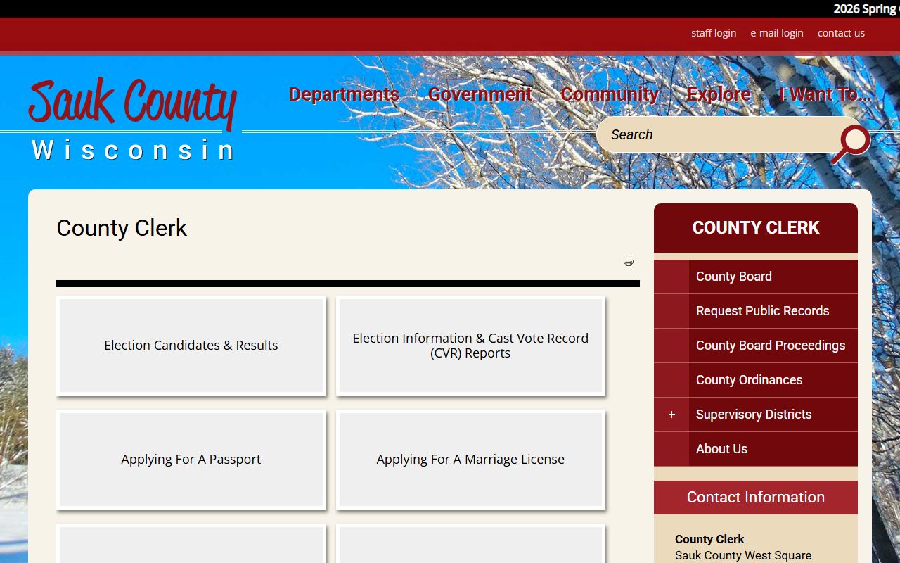 Sauk County marriage records county clerk office