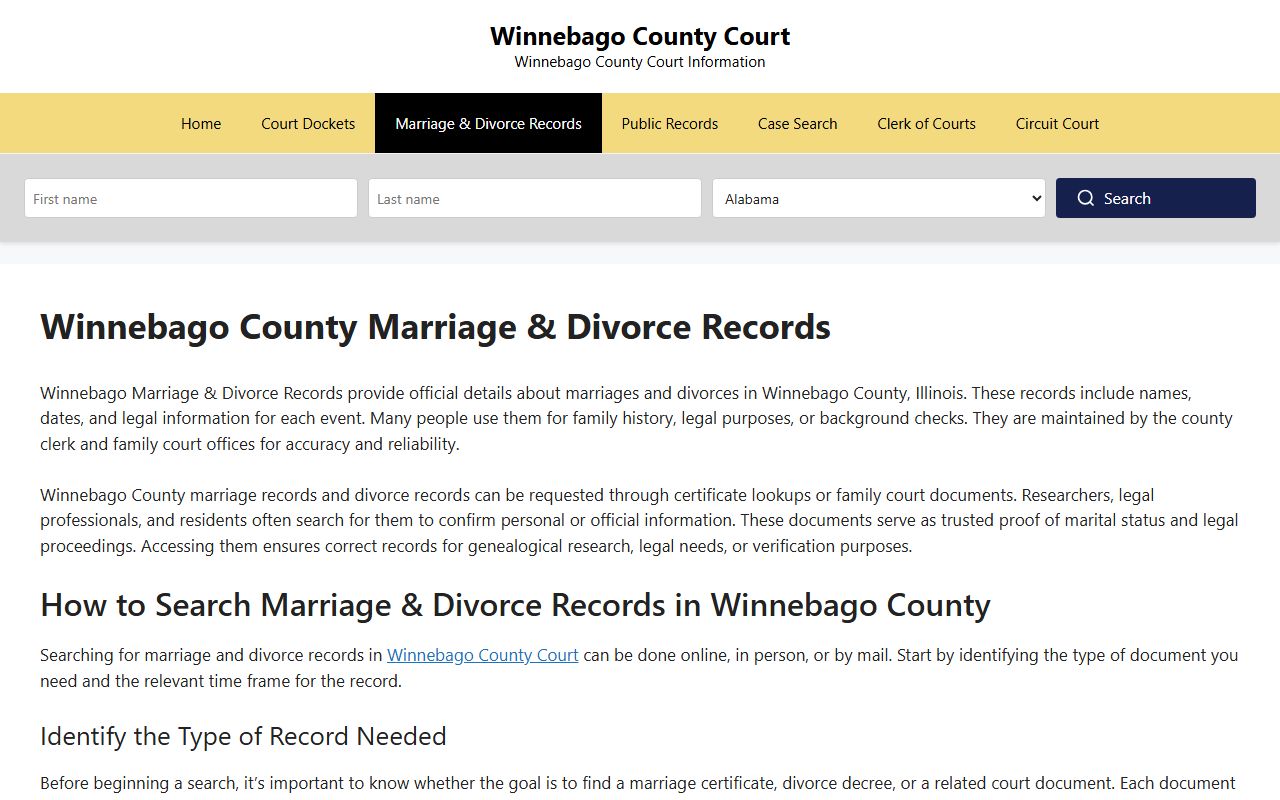 Winnebago County Marriage Records county vital records page