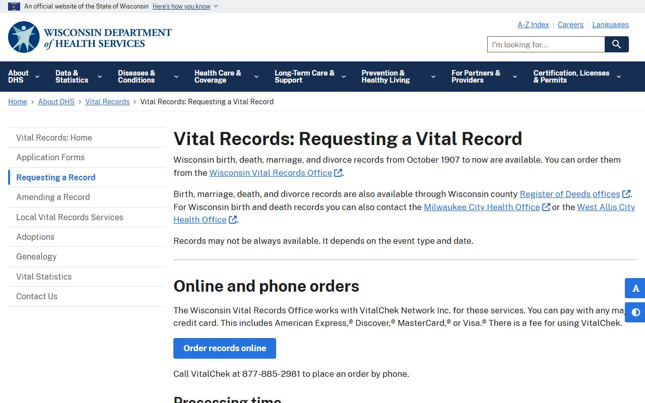 Wisconsin Marriage Records request instructions