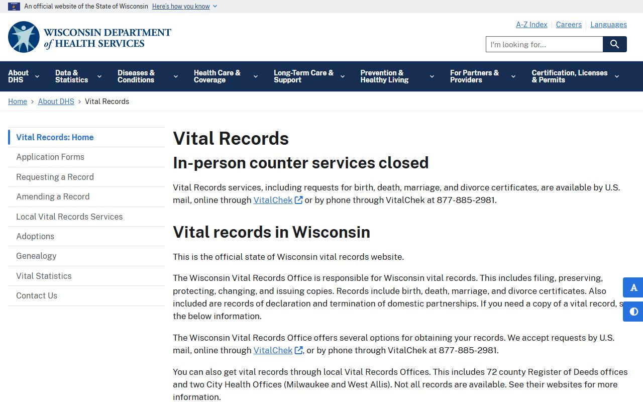 Wisconsin Marriage Records state vital records portal