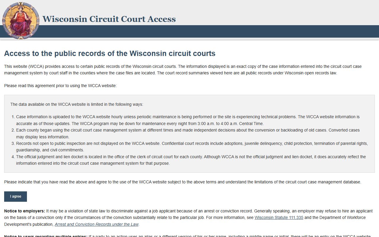 Wisconsin Marriage Records court access support portal