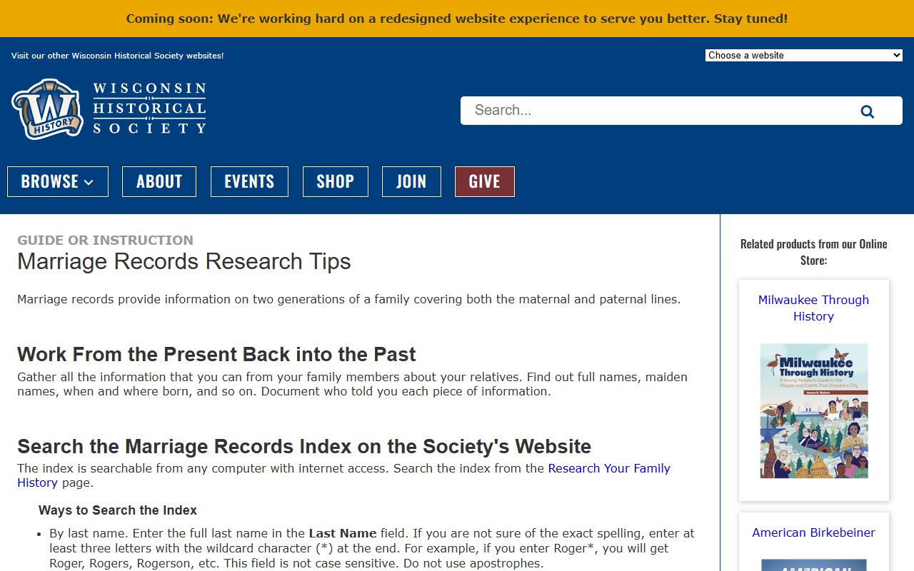 Wisconsin Marriage Records historical search tips