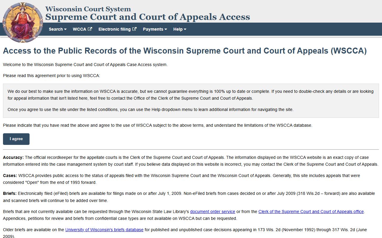 Wisconsin Marriage Records appellate court access support portal